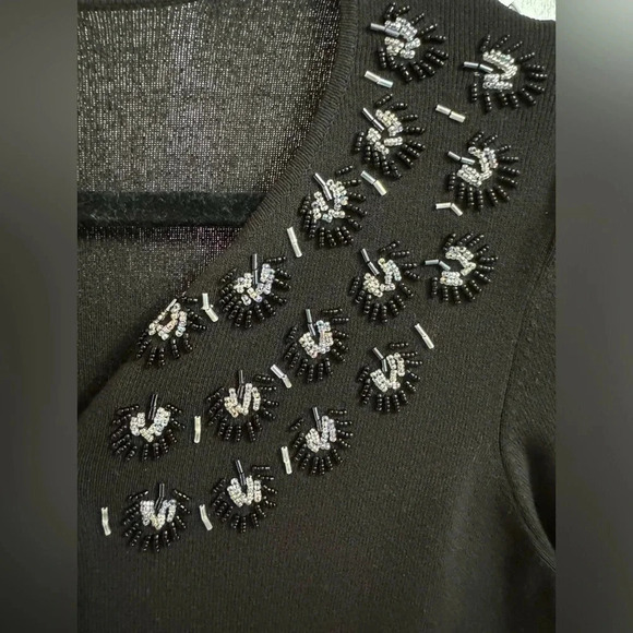 Vintage Beaded Anne Taylor Loft Grandma Button up Cardigan Med Preppy Grannycore - Picture 3 of 9